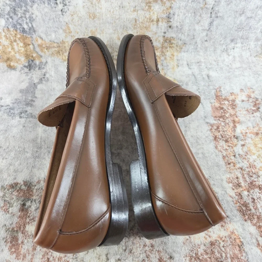 GH Bass Logan Weejuns Penny Loafers Mens 9.5 D Wide Brown Leather Slip On